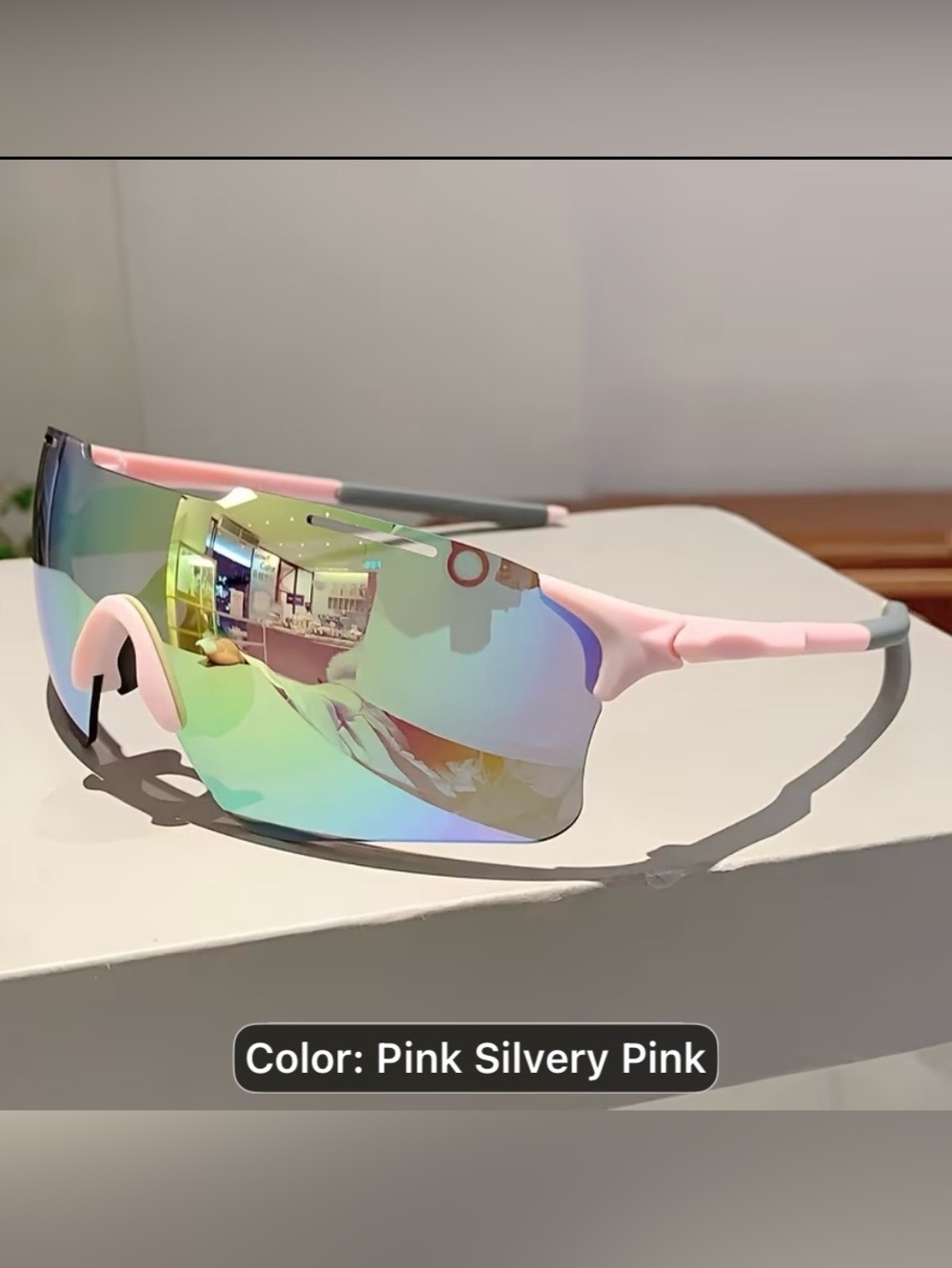Light Pink Mirrored Wrap Sunglasses - Picture 2 of 5